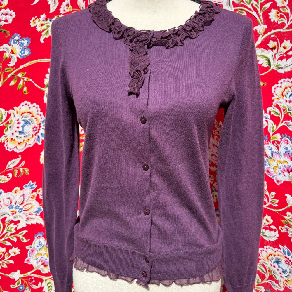 Purple J. Crew Whimsigoth‎ Twee Button Front Cardigan Women's Size S